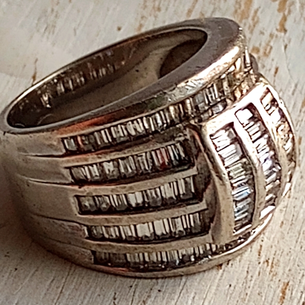 RING - Solid Sterling 925 Silver W/ Baguette CZs